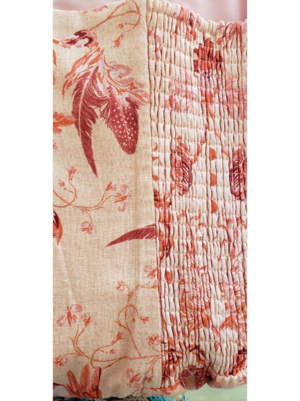 NWT HOUSE OF HARLOW 1960 LINEN FLORAL SPAGHETTI STRAPS MIDI DRESS PEACH LARGE - Picture 6 of 10